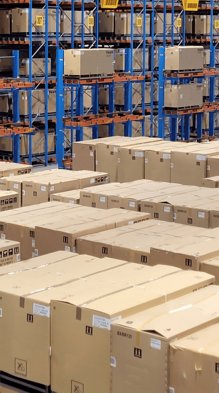 Packages in an ID Logistics warehouse.